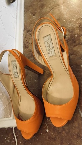 Women heels orange leather - women,