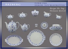 Arzberg Form 1382 Dekor #7671 Blaublüten Teile zur Wahl teller kanne Gretsch