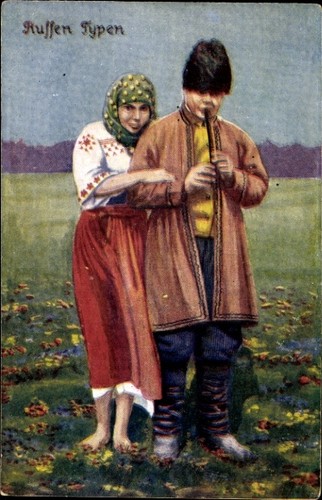 Paar russischer tracht - ak,