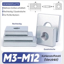 Rechteckig / Quadratische Verzinkt Nutenstein Gewindeplatte Für Profile Muttern
