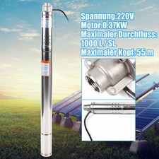 2 Zoll Tiefbrunnenpumpe Tauchpumpe 1000L/h Tauchpumpe Edestahl Pumpe 370W 55m