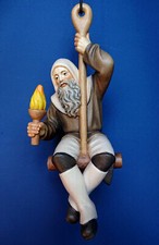 Erzgebirge Bergmann Seilfahrt farbig & lasiert geschnitzt Südtirol Schnitzerei