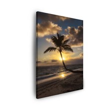 Leinwandbild Natur Palme bei Sonnenuntergang Größe: 30x40 cm bis 80x120 cm.