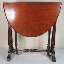 Antiker viktorianischer zarter Tropfenblatt Kaffee/Tee Beistelltisch Tor Bein Rollen