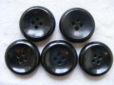 ca 3,2 cm Knopf 5 Stück Set Sammlung Knöpfe Mantel Jacke groß schwarz gewölbt