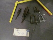 Konvolut 5 teile 2 schöne Schmiede Rolle Umlenkrolle Flaschenzug + 3 schäkel SR2
