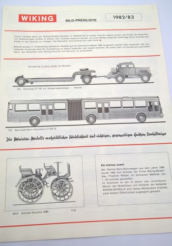 Wiking bild preisliste - wiking, 1982/83