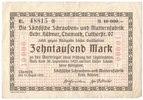 Notgeld sachsen chemnitz - sachsen,,