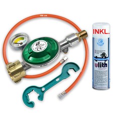 Gasregler Druckminderer 50 mbar Camping Manometer Schlauch f. Grill Kocher Ofen