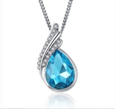 TITANIC HALSKETTE -HERZ DES OZEANS1- ZIRKONIA KRISTALLE BLAU STRASS EDEL NEU&OVP