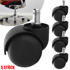  5x Hartbodenrollen Bürostuhlrollen Parkett Laminat 50mm Stift Ø11mm Stuhlrollen