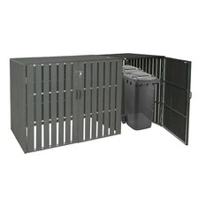 B-Ware XL 1er/2er-WPC-Mülltonnenverkleidung Erweiterung MCW-J28 Metall anthrazit