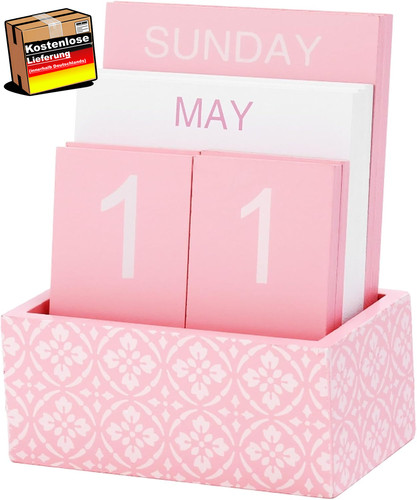 Holz tischkalender 2026 rosa - holz,