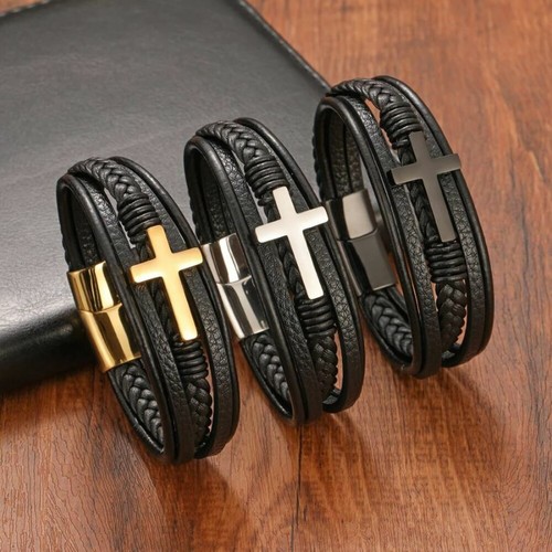 Armband herren leder edelstahl - herren,