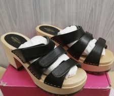 Damen Sandalen SWEDISH HASBEENS Schwarz Absatz Größe UK 7 EU 40 NEU