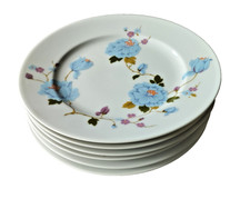 6 x Speiseteller 25,5 cm Durchmesser blaue Blumen Heinrich Porzellan