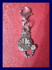 Taschenuhr m. Straßstein Charms Anhänger Kettenanhänger m. Karabiner NEU   (a89)