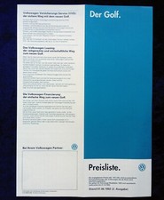 VW Golf 3 Preisliste, v. 01.06.1992 2. Ausgabe  mit GTI, VR6 und GT Special