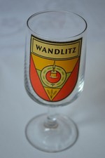 altes DDR Weinglas mit Abziehbild Schiebebild " Wandlitz " 70er/80er Deko