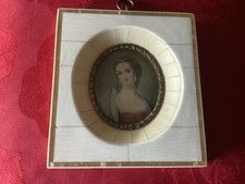 MINIATUR PORTRAIT - ca. 11,8 x 10,8 cm -sehr schön im  wertvollen Originalrahmen