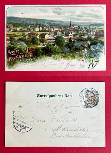 Litho falkenau eger 1899 - litho, ak