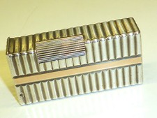 FRENCH SOLID SILVER JEWELLERS "CARTIER" ? LIGHTER W. GOLD STRIPES - 1940 -RARE