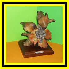 G. Armani Figur 2 Vögel an Weinranke im Herbst  Capodimonte Florence Wildlife