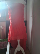 Vintage Kleid rosa Seidenanteil hinten lang halbtransparent Gr M