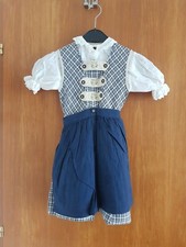Distler Dirndl Trachtenkleid Tracht kariert 3-tlg Bluse + Kleid + Schürze Gr 110