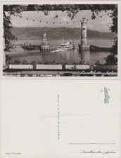 Ansichtskarte Lindau (Bodensee) Hafeneinfahrt - Blick aus dem Fenster 1939