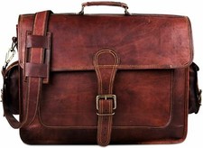 Leder Laptop Messenger Vintage Schulter Aktentasche Herren Umhängetasche Retr...
