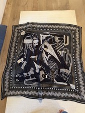 Hermès Tuch Kaschmir & Seide groß schwarz / weiß 140