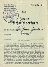 Zweite reichskleiderkarte - zweite,