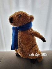 KUSCHELWUSCHEL Biber mit blauem Schal 30 cm Stofftier Kuscheltier Granulat *