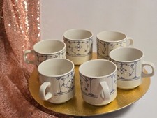 6 St.  Kun-Lun Porzellan – Tasse  Indisch Blau Strohblume