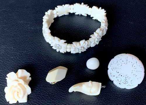 Konvolut antikschmuck aus bein - antikschmuck,