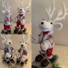 Skifahrer Figur Elch Hirsch Rentier Geschenk Winter Dekoration Ski Schi