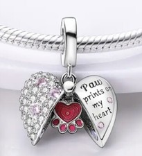 💖 Charm Anhänger Herz Pfote für Pandora Armband oder Halskette 925 Silber 💖