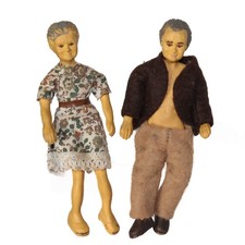 Alte Puppenhaus Puppen Biegepuppen Großeltern Puppenstube Vintage