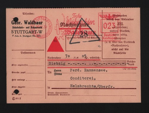 Stuttgart nachnahme postkarte - stuttgart,, nachnahme-postkarte