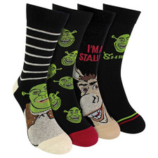 4 Paar Herren Shrek Socken | Fun Neuheit Eselsocken, Dreamworks Socken