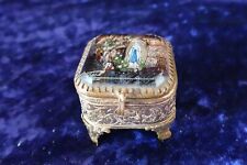 antikes Schmuckkästchen Schatulle Frankreich geschliffenes Glas Lourdes alt 4