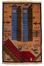 handknotted 11 sep. 2001 Newyork afghan warrug carpet WTC krieg Teppich 25-12159