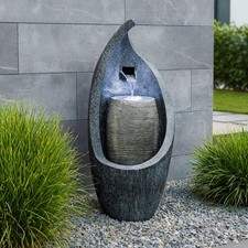 Moderner Gartenbrunnen +  LED Beleuchtung 83cm Zimmerbrunnen Springbrunnen BK704