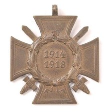 Ehrenkreuz für Frontkämpfer, Bandring fehlt, Hersteller KM & F