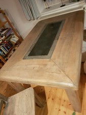 Esstisch Massivholz mit Specksteinplatte Unikat vom Schreiner