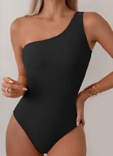 Asymmetrischer One-Shoulder-Badeanzug in Schwarz, Größe M (38) , Neu