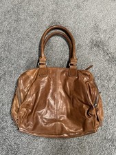 Sansibar Handtasche Henkel Leder Magnetverschluss Cognacfarben Reißverschluss