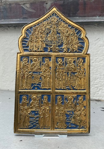 Ikone bronze mit - bronze, emaille
