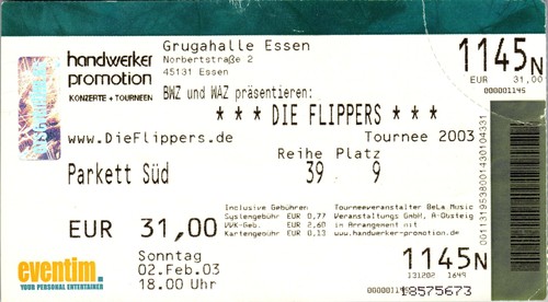 Eintrittskarte die flippers - eintrittskarte,